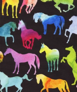 HUNDEGESCHIRR BUNTE PFERDE, GEPOLSTERT, (OXFORD), KOMPLETT KONFIGURIERBAR-S (1)