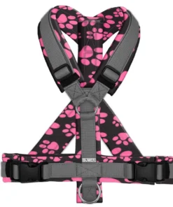 Hundegeschirr HUNDEPFOTEN PINK gepolstert, (Oxford), komplett konfigurierbar