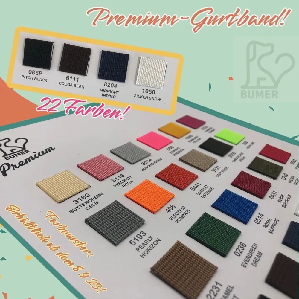Farbmuster: BUMER PREMIUM Gurtband Hundegeschirr