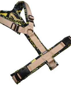 BUMER Hundegeschirr, gepolstert ohne geteilten Bruststeg, Größe L, Gurtband PREMIUM Soft Beige, OXFORD, Ringe silberfarbig (Edelstahl)