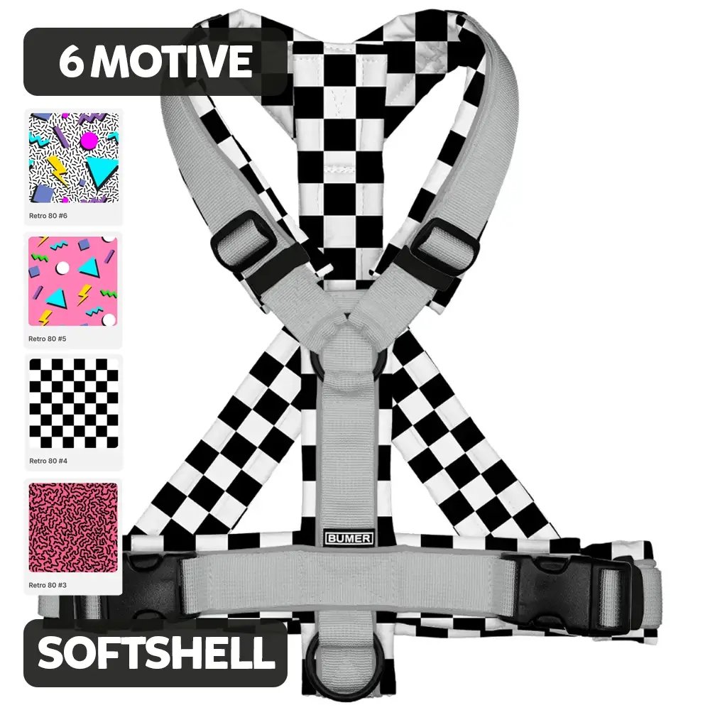 BUMER Hundegeschirr 80er JAHRE MUSTER, gepolstert, (Softshell)