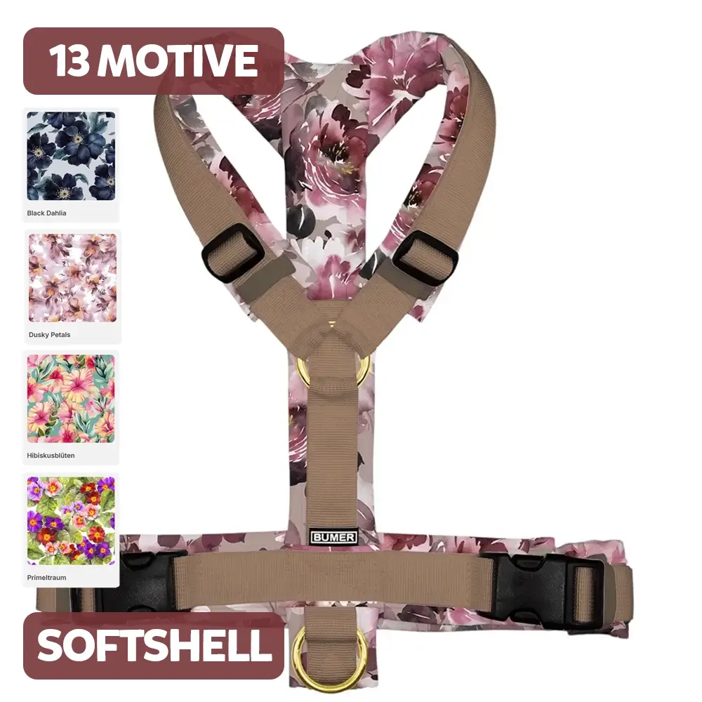 BUMER Hundegeschirr AQUARELLBLUMEN, gepolstert, (Softshell)