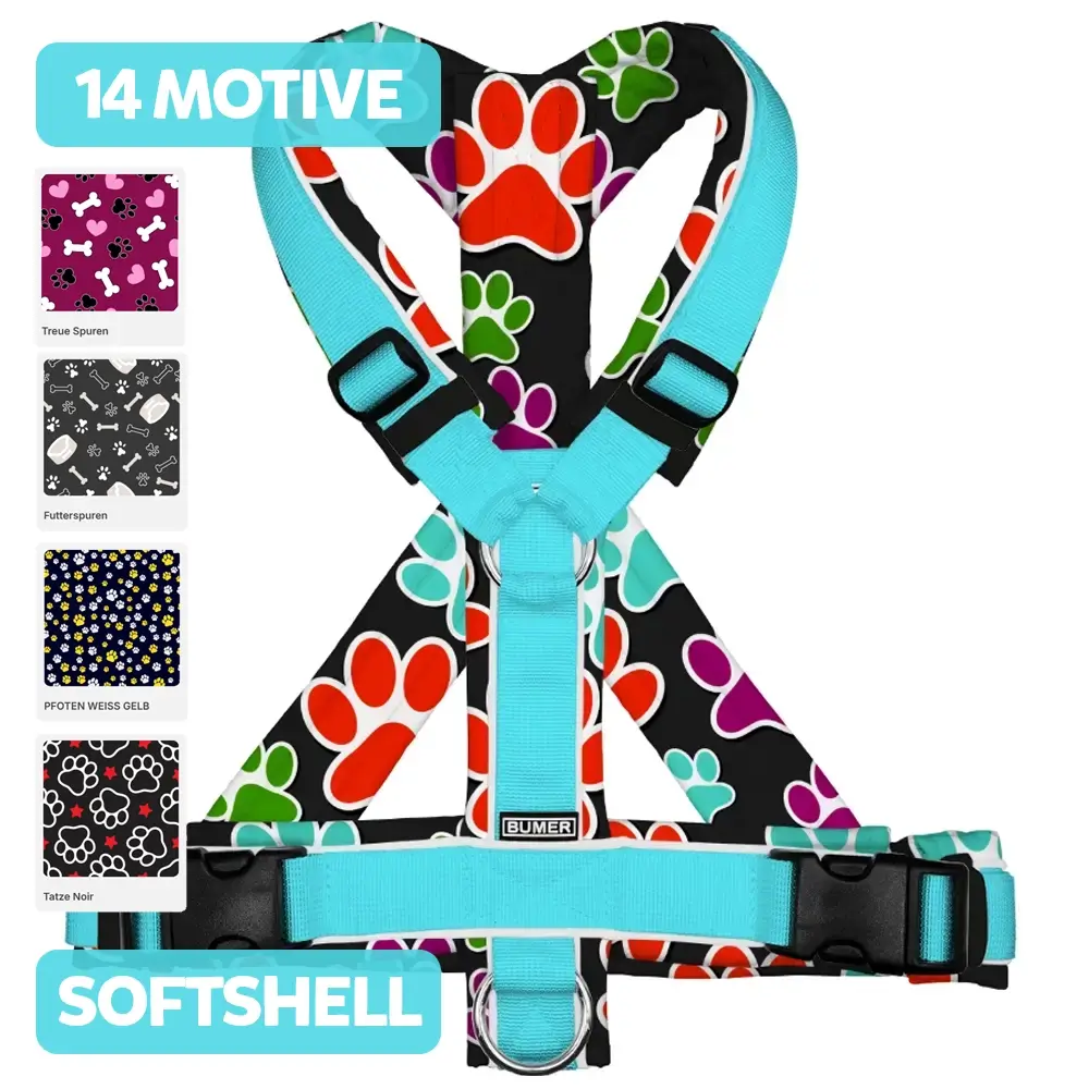 BUMER Hundegeschirr PFOTEN, gepolstert, (Softshell), komplett konfigurierbar